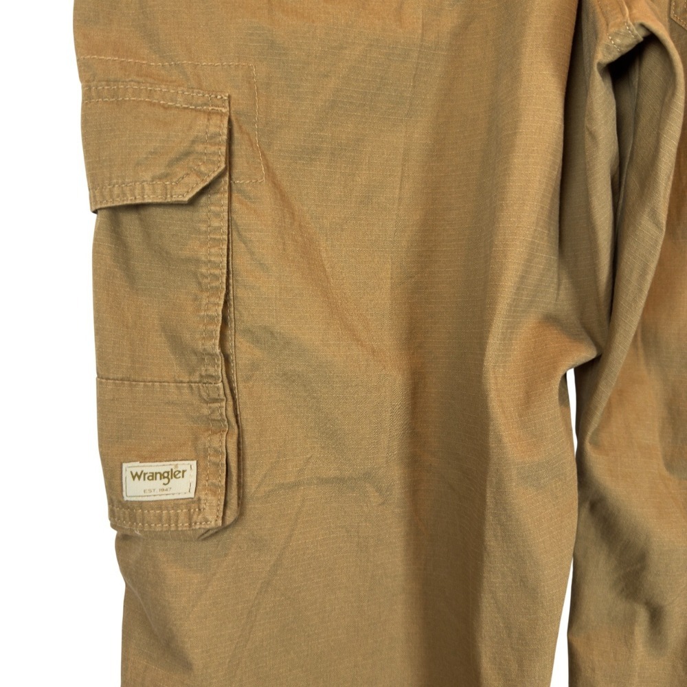 NEW Wrangler Twill Cargo Pants Loose Fit Brown MGW90BZ 100% Cotton 40x30 Work - Picture 7 of 10